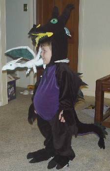photo of Alex the dragon from the side