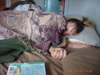 photo of Jen taking a nap
